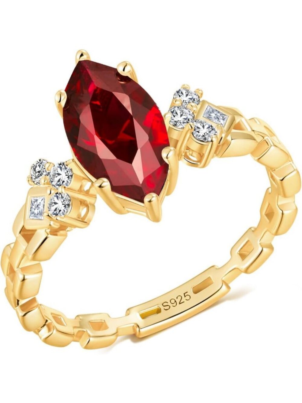 Stunning Lab Grown Emerald/Ruby/Sapphire Engagement Ring, 925 Silver